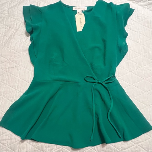 Monteau Tops - Monteau Flutter Sleeve Blouse Top with Side Bow Size Med